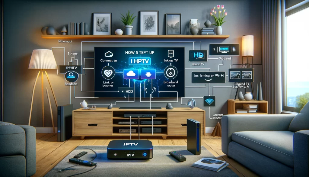 Diagram showing the difference between standard definition IPTV and Full HD IPTV resolution.